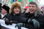 Лидер «Объединенного гражданского фронта» Гарри Каспаров и сопредседатель движения «Солидарность» Борис Немцов во время шествия оппозиции «За честные выборы» на Большой Якиманке, 2012 год